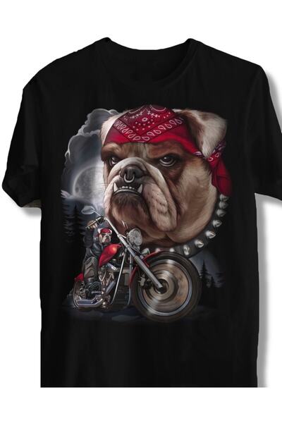 Erkek Siyah Rockeagle Köpek Baskılı T-shirt