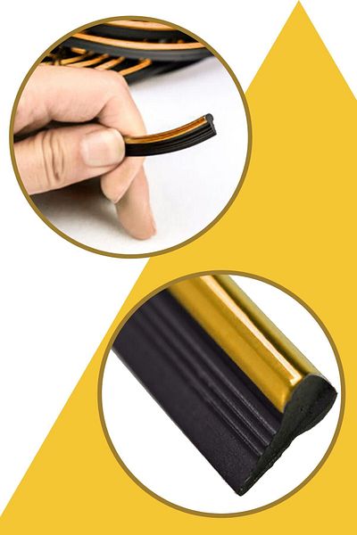 Buffer Gold Car Auto Trim Decoration Strip Rubber Elastic Easy Installation 5 Meters Strip Tape