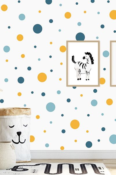 Walldeco Autocolant de perete rotund cu buline albastre 96 buc