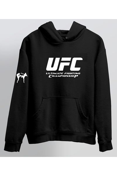 venüsdijital UFC Printed Hooded Black Sweatshirt