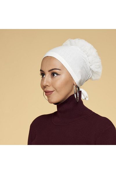 SİNEM EŞARP White Frilly 0100 03 Bonnet