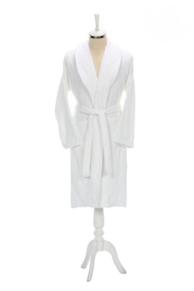 Özdilek رداء حمام بياقة شال ملون أبيض مقاس Xl