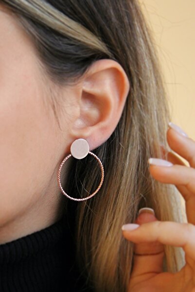 Argentum Concept 925 Ayar Gümüş Rose Burma Halkalı Tasarım Küpe - K092901