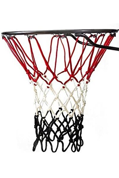 ÖZBEK Basketbol Filesi 4mm Polys. Kırmızı - Beyaz - Siyah - 2 Adet (basketbol...