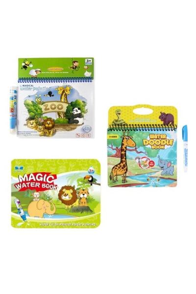 Mofy Baby Magic Water Zoo Orman Diyarı Hayvanları Sihirli Boyama Kitabı Üçlü Set