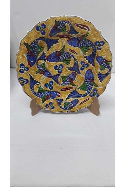 Sultan Çini -çini El Emeği Kabartma Desenli 25 Cm Duvar Tabağı