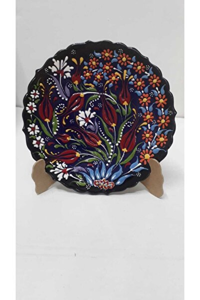 Sultan Çini -çini El Emeği Kabartma Desenli Turkuaz 25 Cm Duvar Tabağı