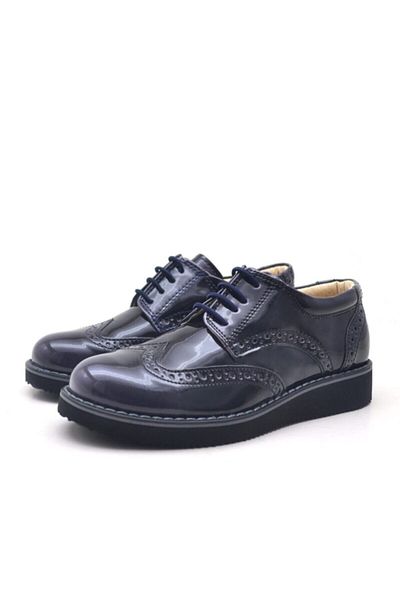 Papuccum Ortopedi Unisex Παιδικά Navy Blue Oxford Lace-up παπούτσια