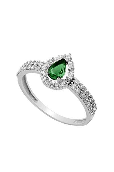 OSMANLI GÜMÜŞ Venessa Zümrüt Taşlı Gümüş Yüzük