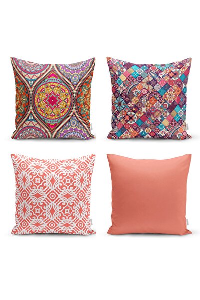 Realhomes Dijital Baskılı Dekoratif 4'lü Yastık Kırlent Kılıfı