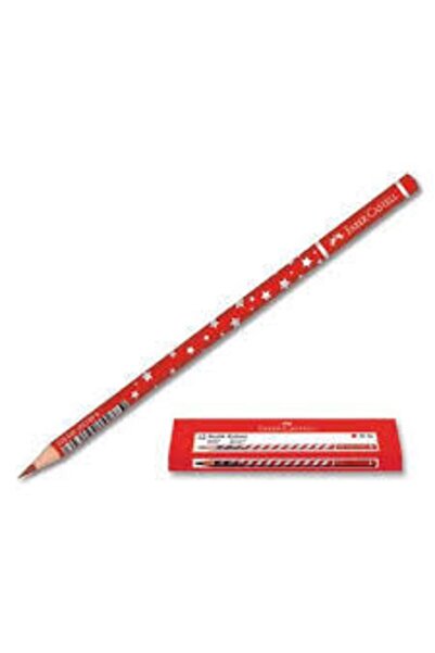 Faber Castell Faber Yıldız Desenli Kırmızı Renkli Silgili Kurşun Kalem 3 Adet