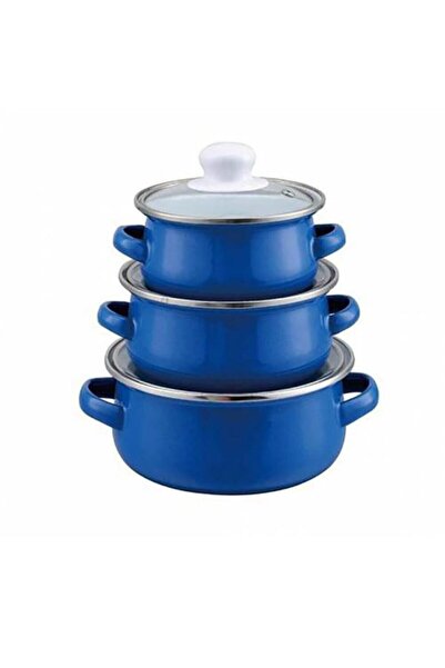 Genel Markalar Ebru Emt-02 Emaye 3'lü Mavi Tencere Seti 2019st000632