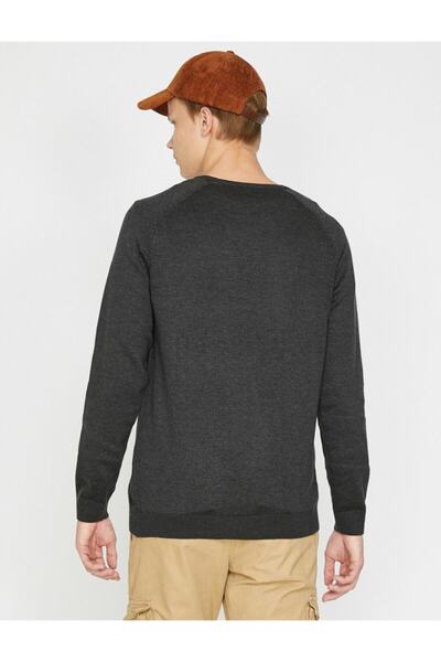 Koton Πλεκτό πουλόβερ ανδρικό με μπορντό σχέδιο