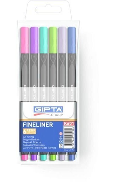 Gıpta Fineliner Pen 0.4 mm PVC Blister Triangle-6 Colors