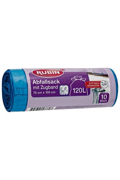 Rubin Garbage Bag with Pull Tape - 120 Liters 70x100 10 Pieces