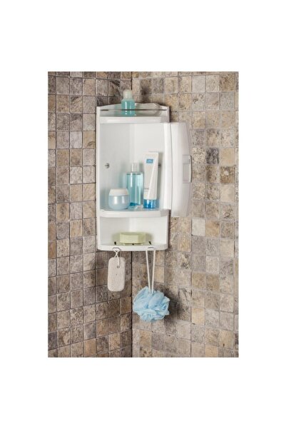 Ansan Banyo Köşe Rafı Kapaklı Şeffaf Primanova