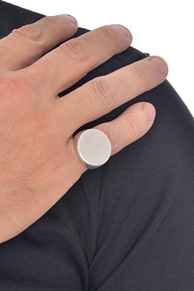 LABALABA Erkek Antik Gümüş Kaplama Yuvarlak Formlu Yüzük