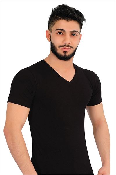 ERŞAH Men's Black Lycra V-Neck Undershirt