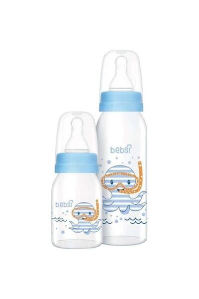 Bebsi Glass Baby Bottle Set (250ml+125ml) - Blue