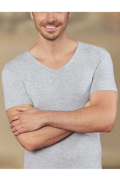 ERŞAH Men's Gray Lycra V-Neck Undershirt