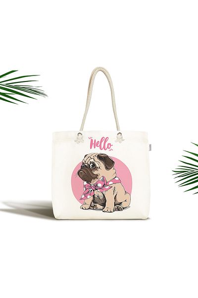 Realhomes Τσάντα παραλίας με φερμουάρ Unisex Pink Dog