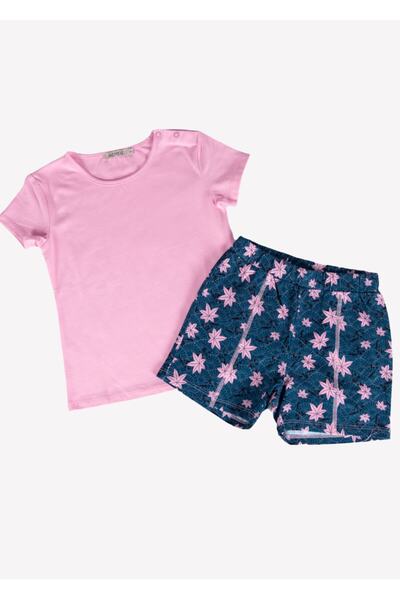 Ozmoz By Mukadder Özden طقم تي شيرت قصير صيفي وردي للفتيات