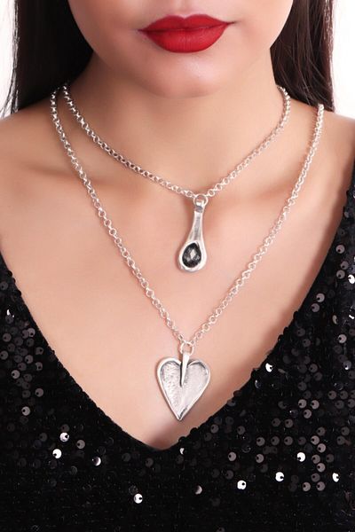 LABALABA Women's Sawaroski Stone Detailed Chain Combination Necklace
