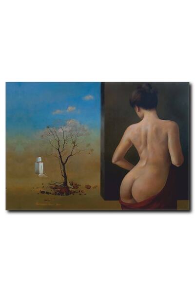 La Vita e Bella Kadın Manzaralı Yağlıboyadan Uyarlama Kanvas Tablo Nu-1053
