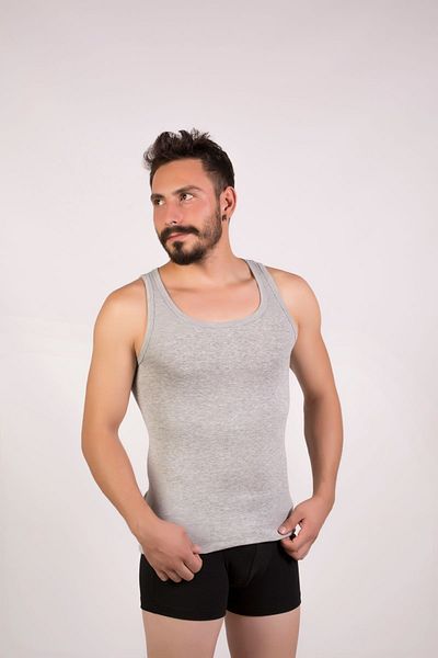 AYD UNDERWEAR Ανδρικό γκρι αθλητικό μονό ριμπ - Πακέτο 2 100% βαμβάκι