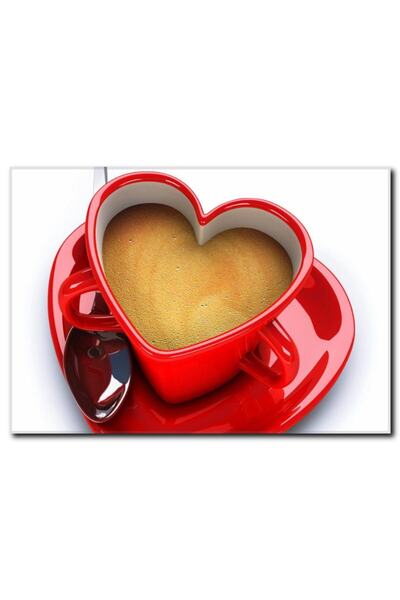 La Vita e Bella Kırmızı Kalpli Fincan Kanvas Tablo Kh-1005