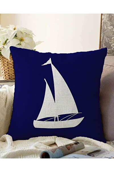 Realhomes Çift Taraflı Lacivert Zeminli Yelken Desenli Dijital Baskılı Modern...