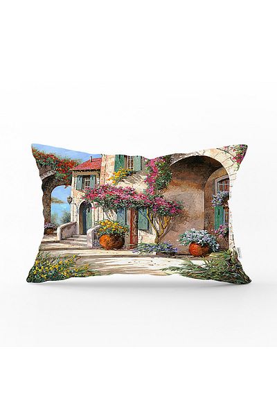 Realhomes Husa de perna decorativa dreptunghiulara cu imprimare digitala Flower Street