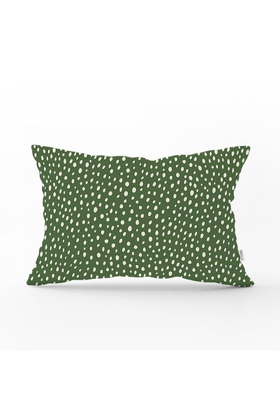 Realhomes White Polka Dot Digital Printed Modern Rectangular Pillow Throw Pil...