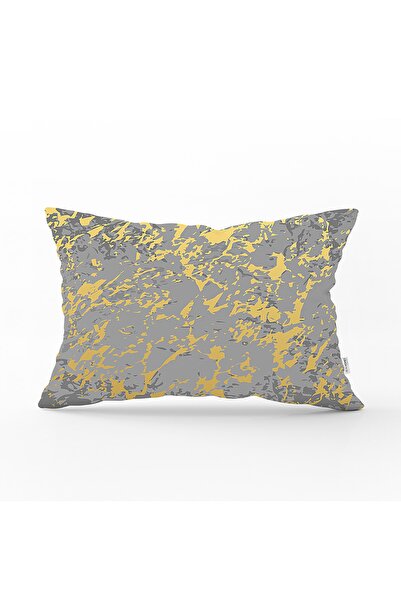 Realhomes Antrasit Zemin Üzerinde Gold Detaylı Çizim Desenli Modern Dikdörtge...