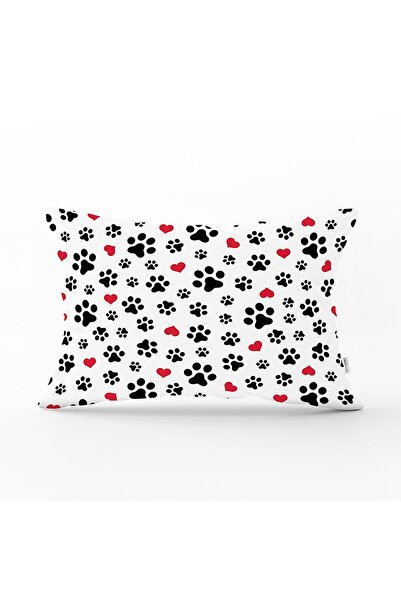 Realhomes غطاء وسادة مستطيل حديث مطبوع رقميًا بنمط بصمة قدم الكلب