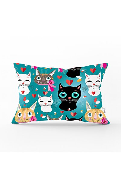 Realhomes Pisici pe fundal albastru Design special Husă de pernă dreptunghiul...