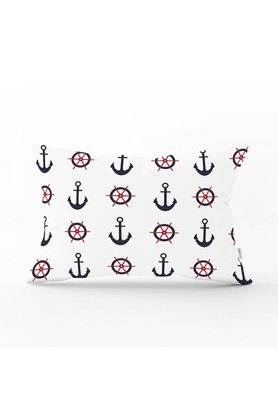 Realhomes Colorful Anchor Patterned Digital Printed Modern Rectangular Pillow...