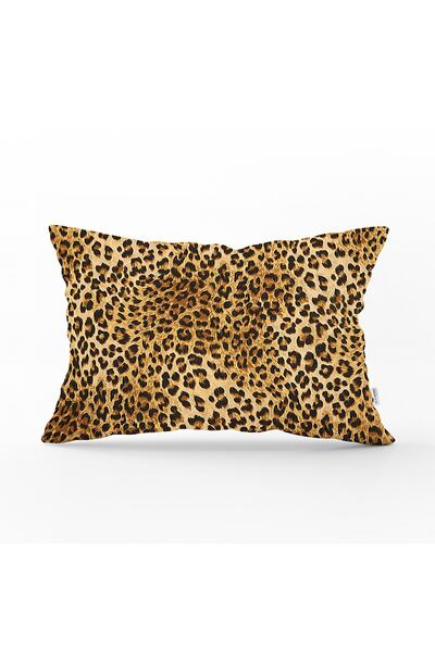 Realhomes Leopar Desen Dijital Baskılı Dekoratif Dikdörtgen Yastık Kırlent Kı...