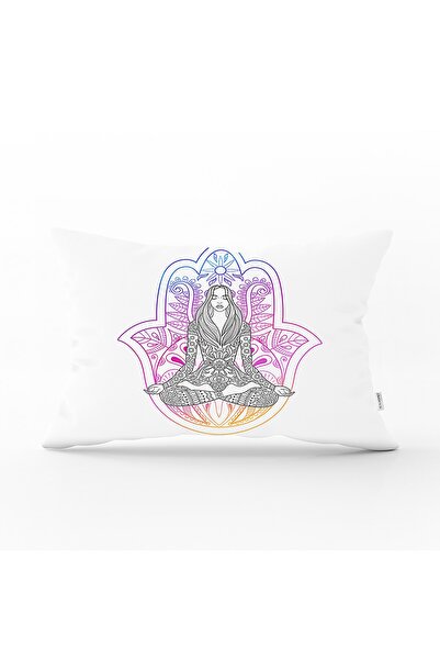 Realhomes Fatma Ana Eli Içerisinde Yoga Yapan Kadın Desenli Dikdörtgen Kırlen...