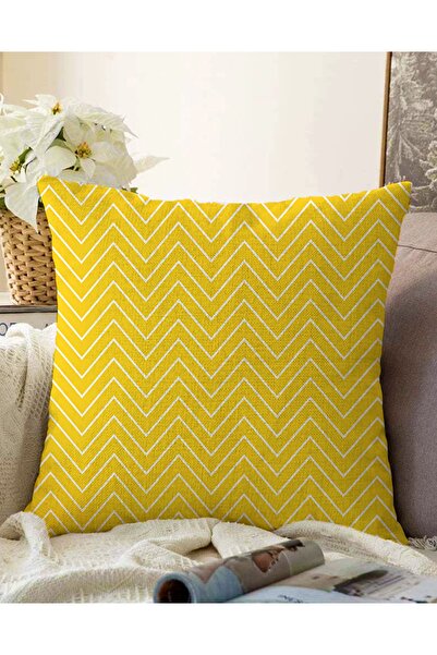 Realhomes Çift Taraflı Sarı Zeminli Geometrik Çizimli Dijital Baskılı Modern ...