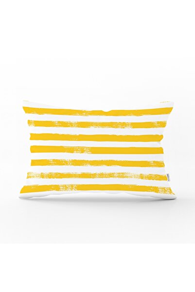 Realhomes Decorative Modern Rectangular Pillow Case with Yellow Striped Motif