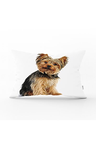 Realhomes Sevimli Köpek Desenli Dijital Baskılı Modern Dikdörtgen Yastık Kırl...