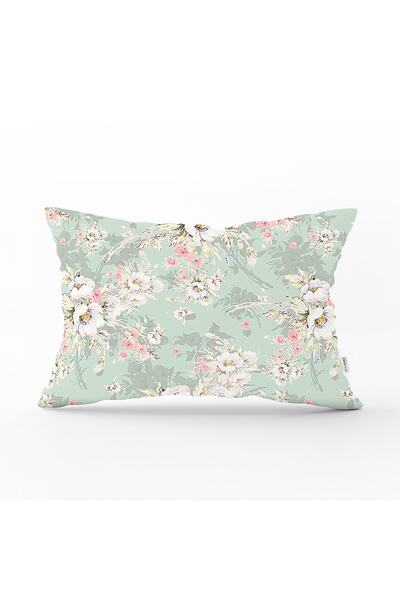 Realhomes Colorful Floral Patterned Digital Printed Modern Rectangular Pillow...