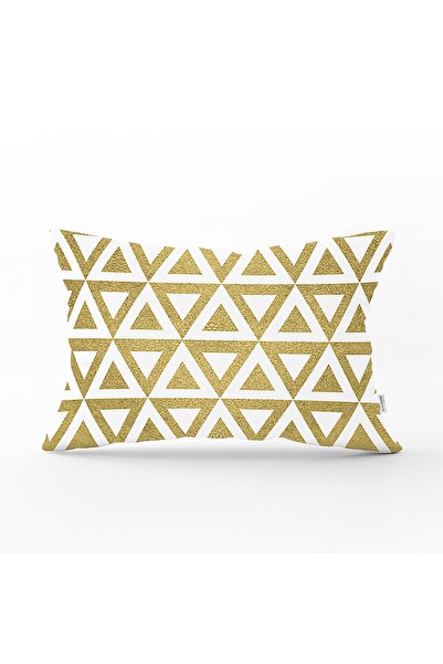 Realhomes Gold Zeminde Gold Ucgen Detaylı Dijital Baskılı Modern Dikdörtgen Y...