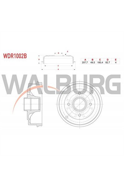 parcaplus Brake Drum Rear With Bearing 4 Holes Renault 9 1.4 1985-2000 / Renault 11 1.7 1983-1995