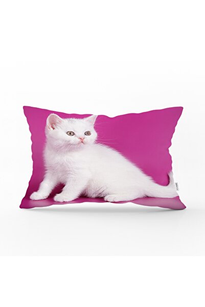 Realhomes Cute Cat Patterned Digital Printed Modern Rectangular Pillow Throw ...