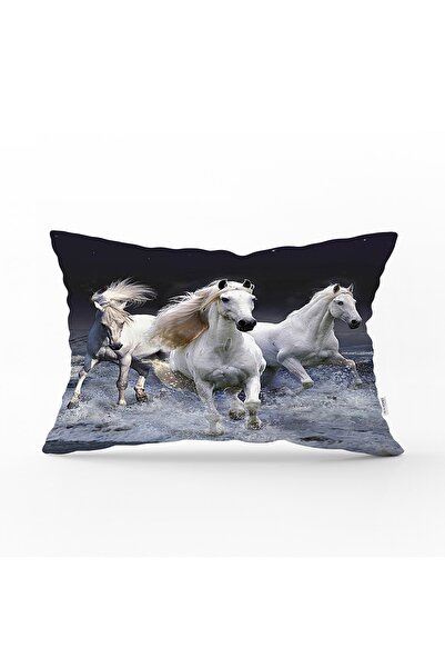 Realhomes At Resimli Dijital Baskılı Dekoratif Dikdörtgen Yastık Kırlent Kılıfı