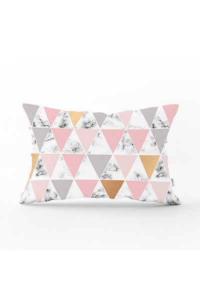 Realhomes Față de pernă dreptunghiulară modernă, cu model geometric, colorat, cu motiv de marmură