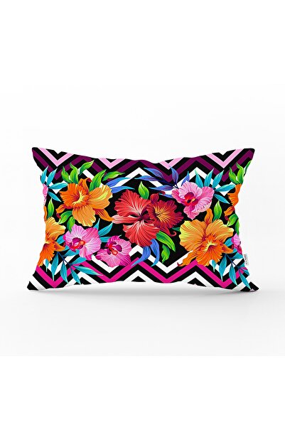 Realhomes Zigzag și flori design special pernă decorativă dreptunghiulară hus...