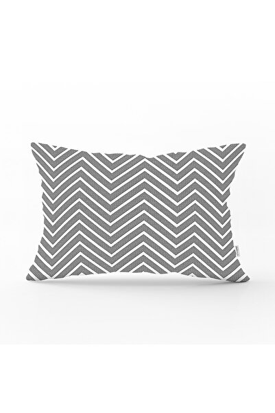 Realhomes Gray Zigzag Themed Digital Printed Modern Decorative Rectangular Pi...